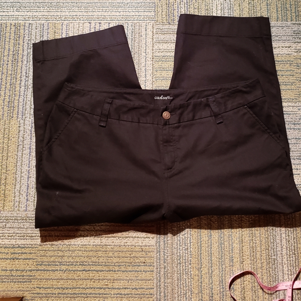 Caslon Womans Cuffed Black Denim Ankle Length Pants